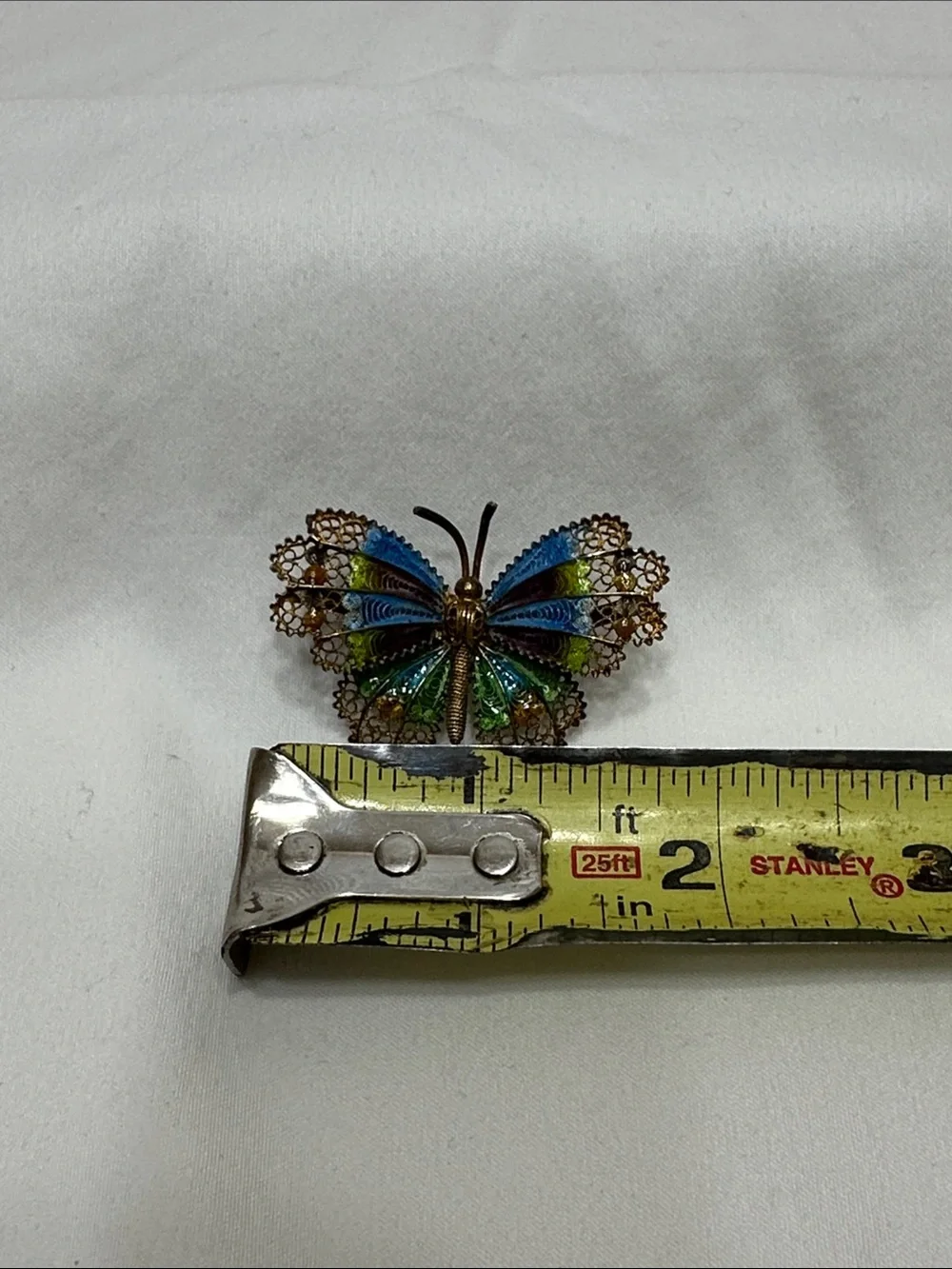 Handcrafted Blue and Green Filigree Butterfly pin